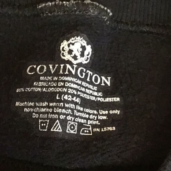 Vintage COVINGTON mens sweatshirt in size large black with truck graphics - Picture 9 of 9
